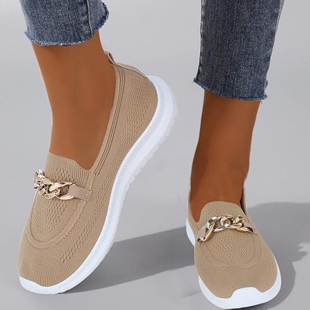 Sneakers Trendy Mesh Loafers Breathable Slip on Shoes Brown Size 8US / 39CN